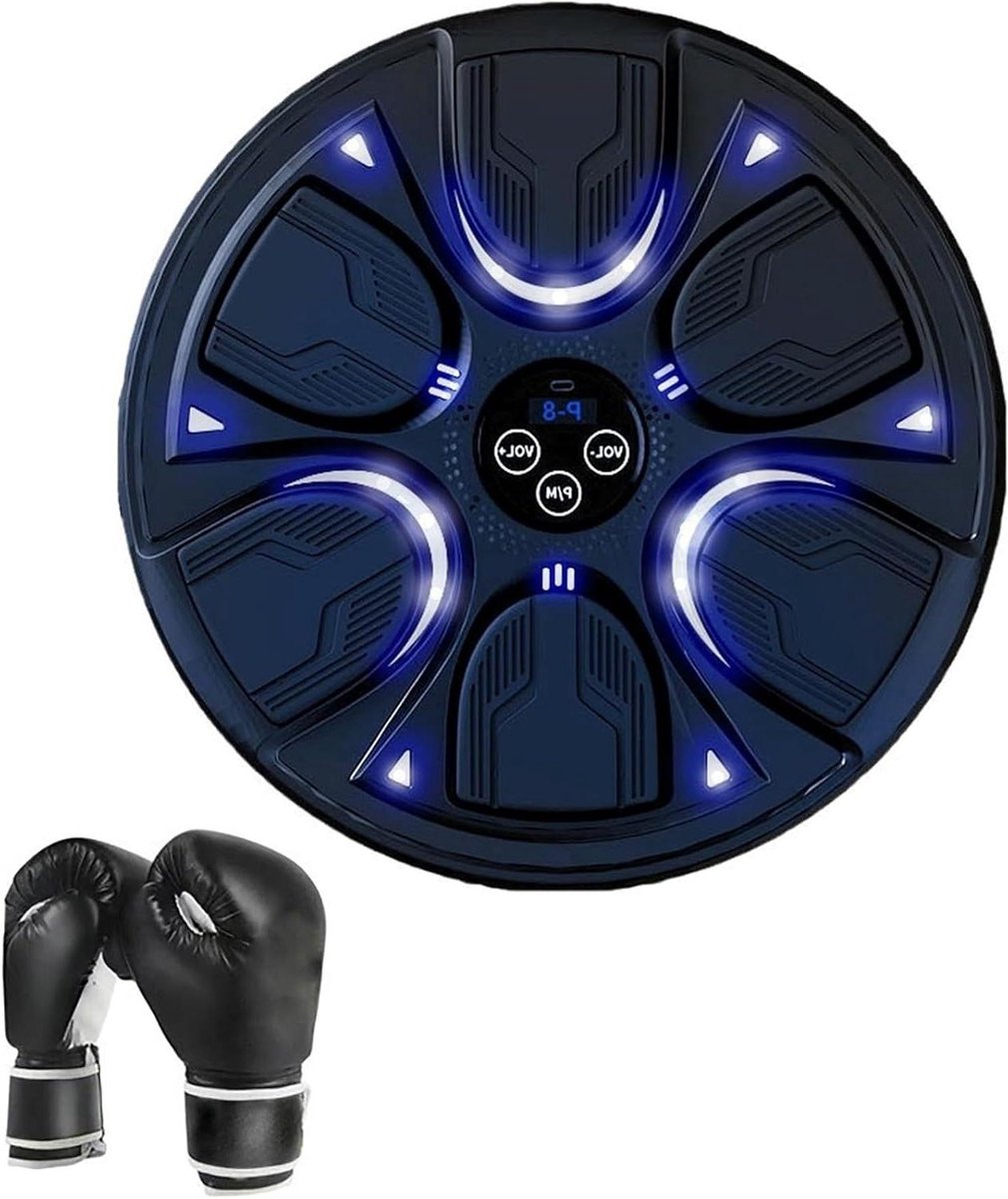 Elektronische Boksmachine - Muur Boksmachine - Thuis Fitness - Met Muziek En Licht - 43x43cm - Zwart