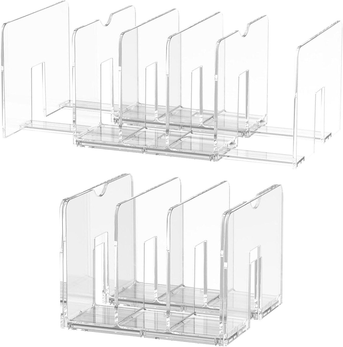 Documentenhouder Bureau - Sorteerrek Papier - Bureau Organiseren - Uitschuifbaar Ontwerp - 14.4D x 18.5B x 14.4H cm - Transparant