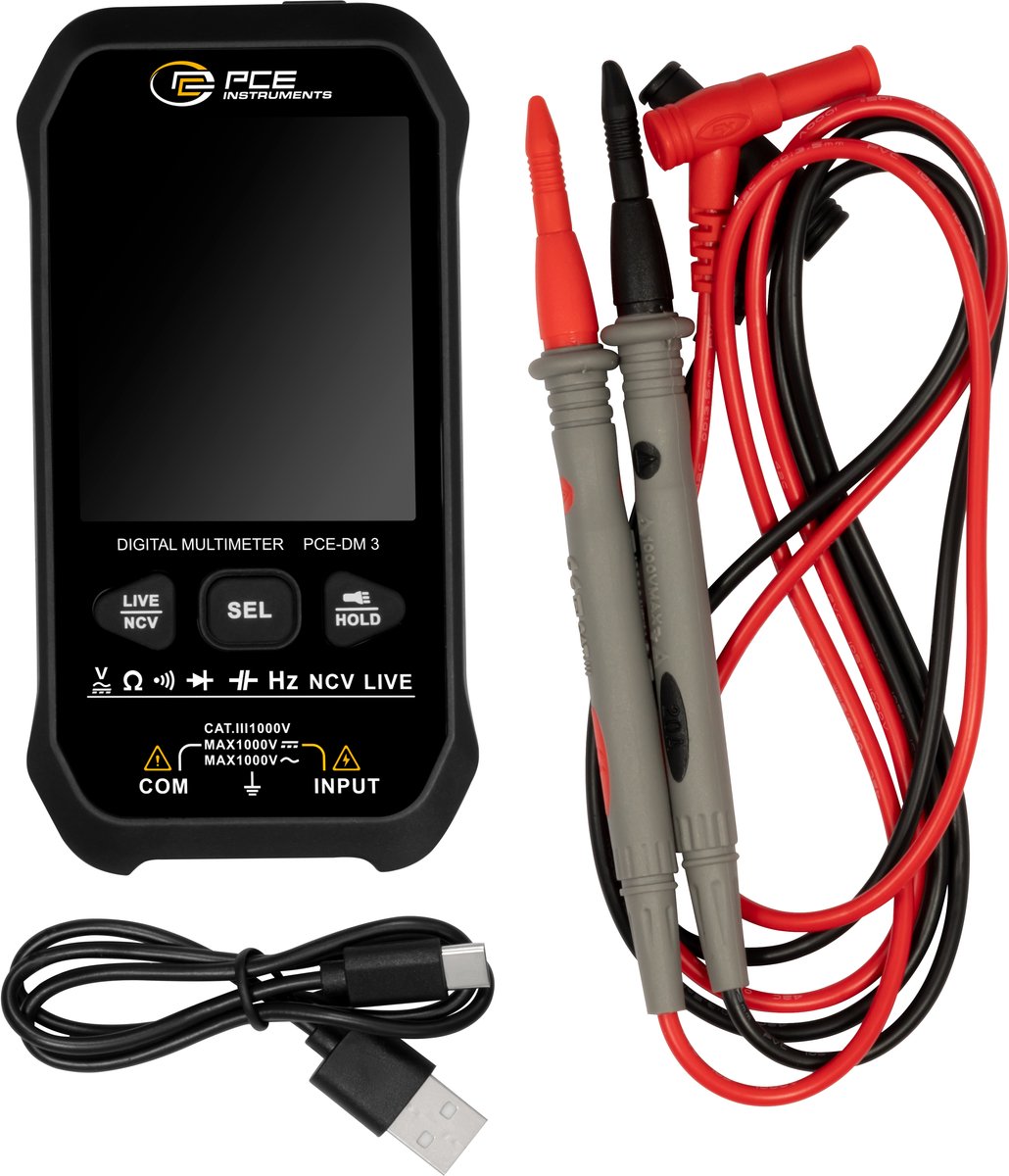 PCE Instruments Multimeter Digitaal Datalogger CAT III 1000 V Weergave (counts): 9999