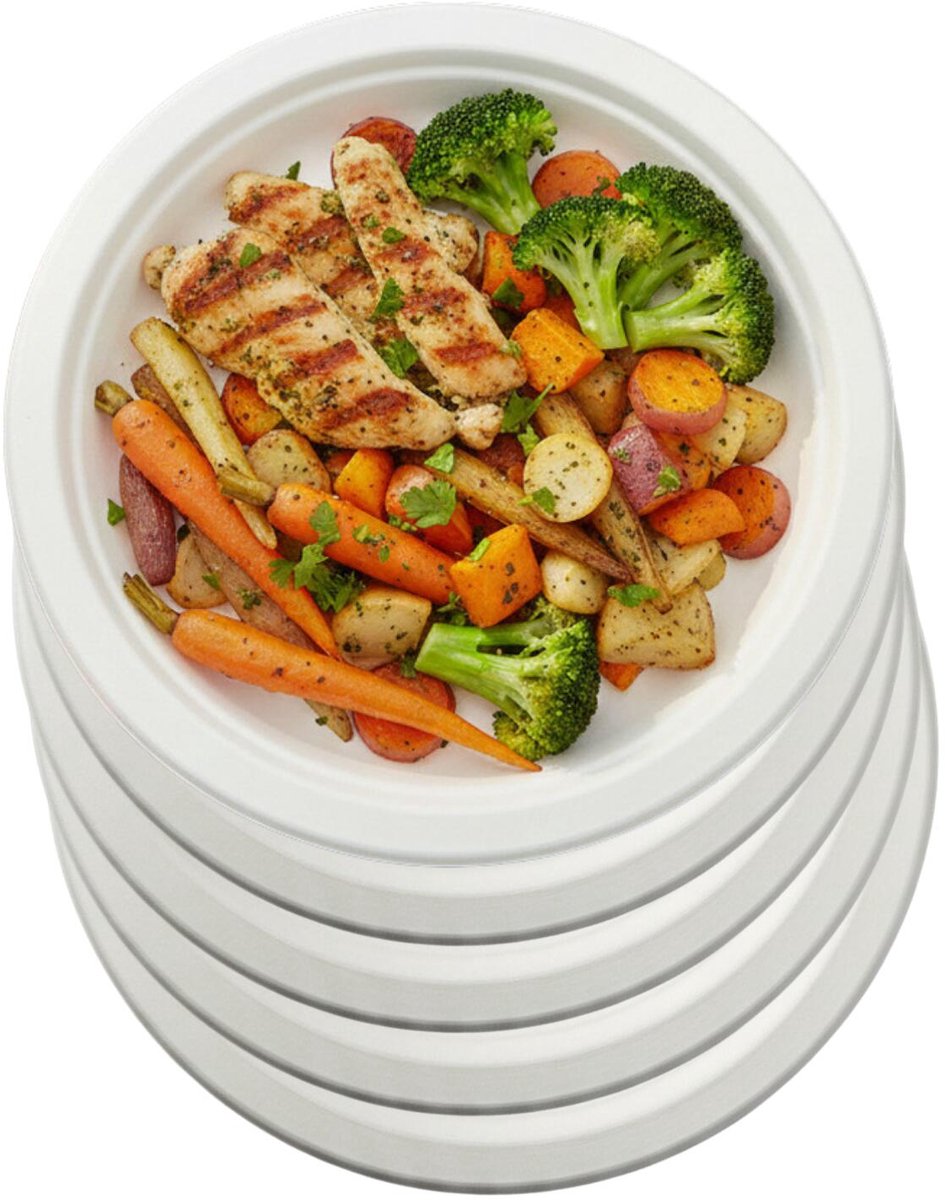 Pure suikerriet lunch bordjes - 24x stuks - 23 cm - wit - biologisch afbreekbaar - wegwerp - bbq - verjaardag