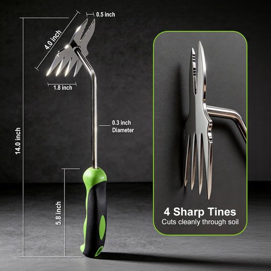 Onkruidverwijderaar - 2-in-1 Garden Weeder - Handmatige onkruidverwijderaar - ergonomische - Tuinonderhoud & Opruiming - Tuingereedschap - voor gazon, tuin en erf - groen van Merkloos	 — afbeelding 4