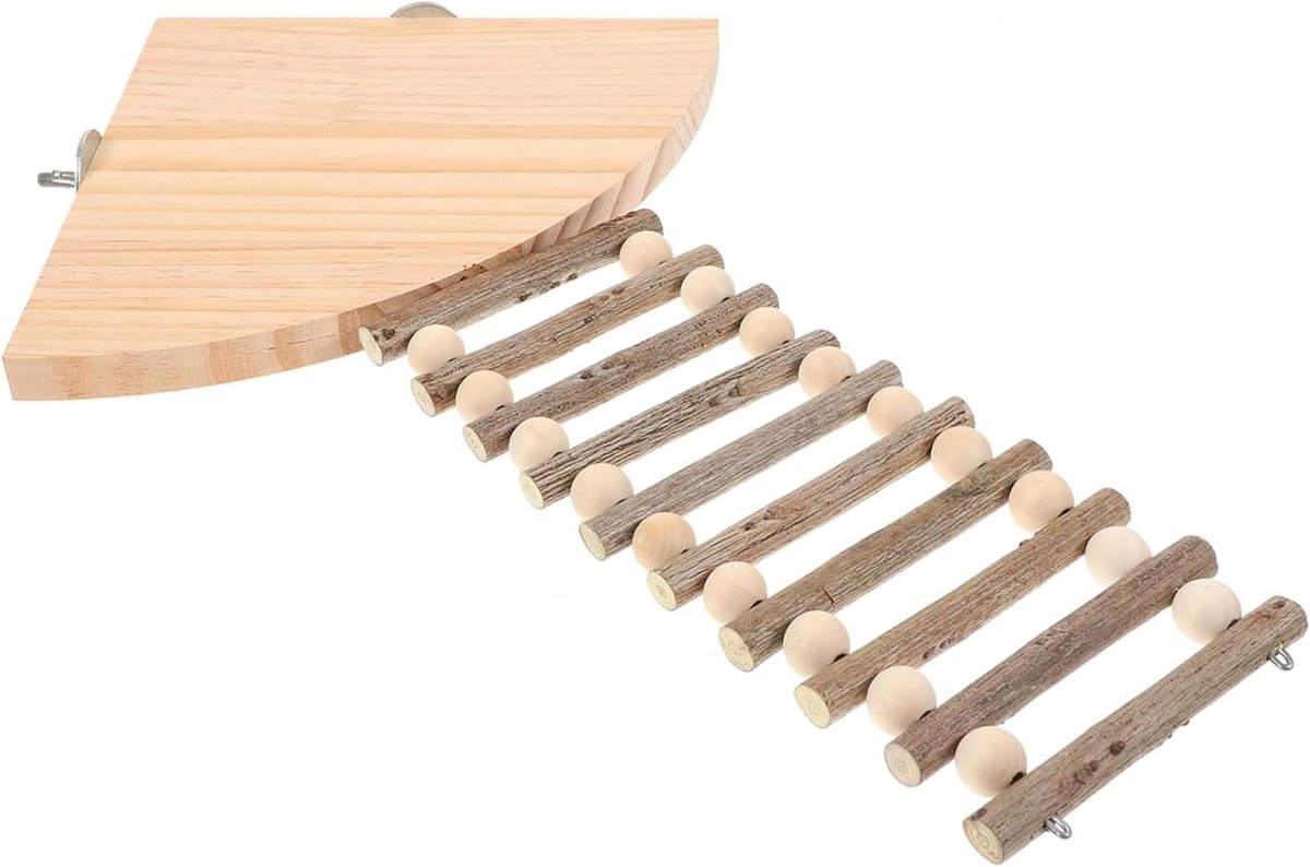 Houten Hamster Platform - Klimladder Speelgoed - Huisdier Verrijking - Natuurlijk Hout - 19 x 19 cm - Houtkleur