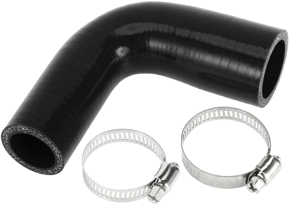 aladdien - Zwarte Siliconen Slang Auto - 90 Graden - Hoog Temperatuur Bestendig - 25 mm - Universele Koelslang - Inclusief Klemmen