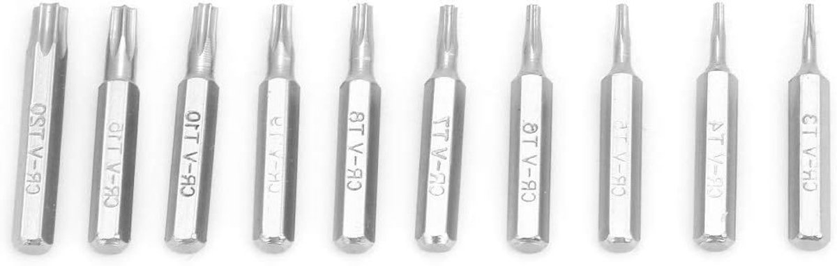 Set van 10 Phillips Schroefbits met Hex Shank voor Elektronische Reparaties - T3, T4, T5, T6, T7, T8, T9, T10, T15, T20 voor Precisiewerk en Gemakkelijk Vastdraaien