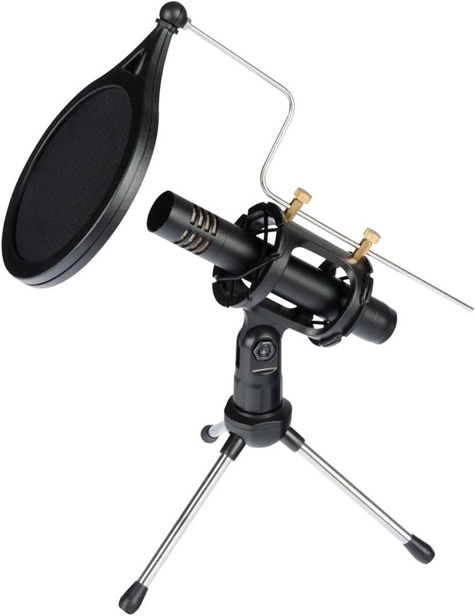 Condensatormicrofoon - Studiomicrofoon Opname - Zang Opnemen - Nierkarakteristiek - 13 cm lengte - Zwart