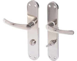 Deurkruk Set - Deurklink Deurgrepen - Deuren Vernieuwen - L-vormig Zamak - 190 mm Boorafstand - Zilver Satina