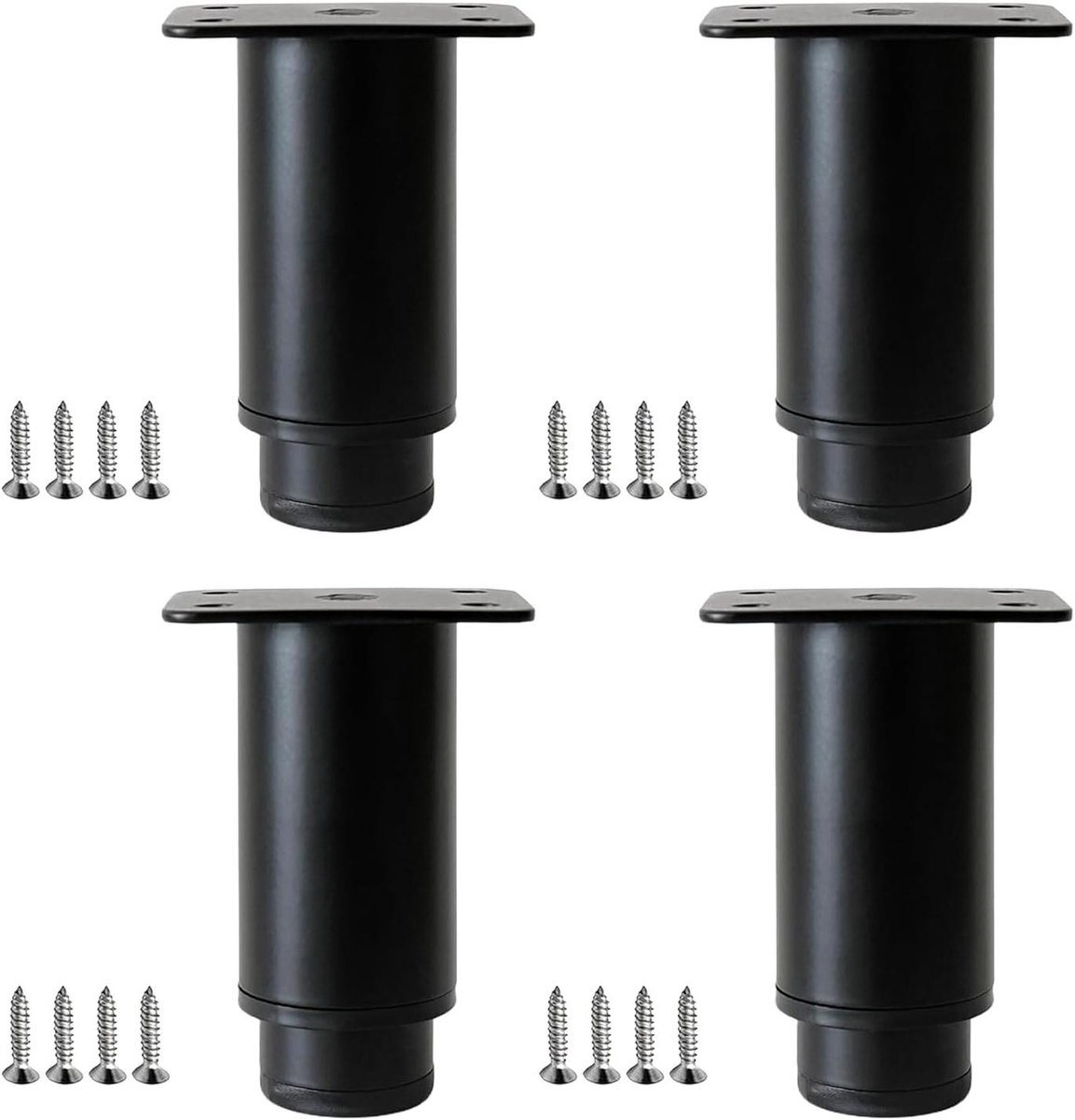 Tafelpoten - Meubelpoten Steunpoten - Meubels Vernieuwen - Verstelbaar & Stabiel - 8-25 cm - Zwart