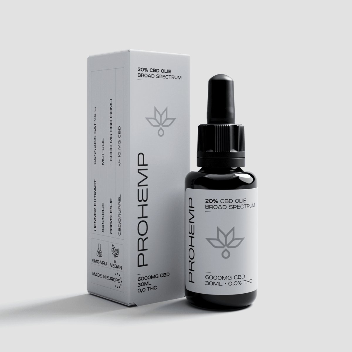 ProHemp CBD Olie 20% Broad Spectrum 30 ml Druppels met Cannabidiol, CBG, CBN, CBC en Terpenen – THC Vrij Broad Spectrum Hennepextract – Hoogwaardig CBD Supplement met Pipet voor Dagelijks Gebruik en Ontspanning