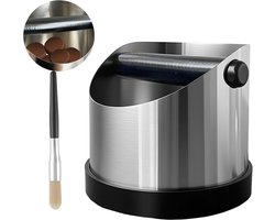 Koffiedik klopbox - Espresso afklopbak - Koffiedik Verwijderen - Stille Rubberen staaf - 700 ml inhoud - Zilver