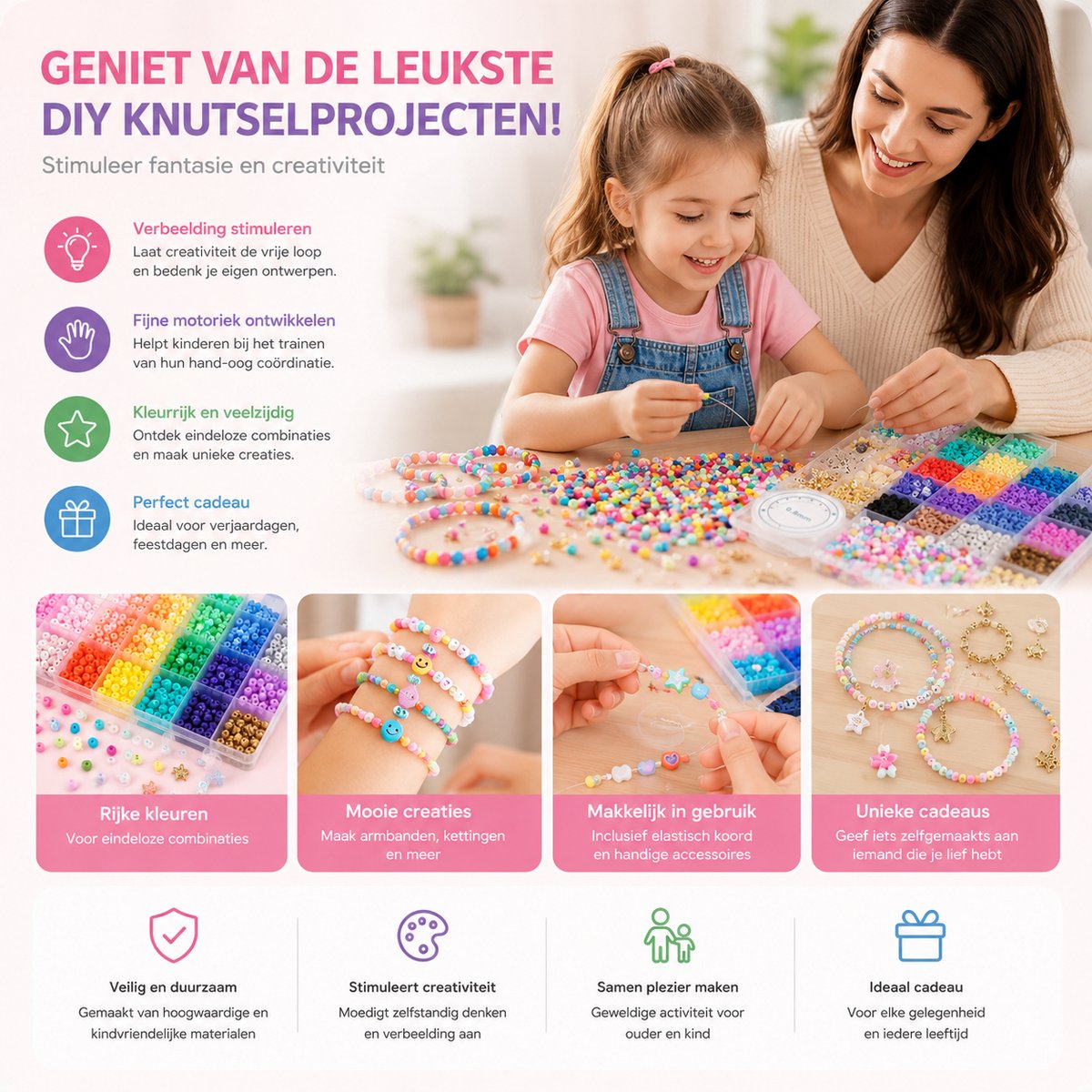 BOTC Sieraden Set - knutselen meisjes - armbandjes maken meisjes - 20 kleuren - 3300-Delig - Sprankelende Sieraden Maken Pakket - Kralen Set — afbeelding 11
