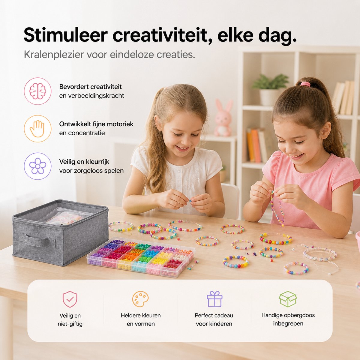 BOTC Sieraden Set - knutselen meisjes - armbandjes maken meisjes - 20 kleuren - 3300-Delig - Sprankelende Sieraden Maken Pakket - Kralen Set — afbeelding 7
