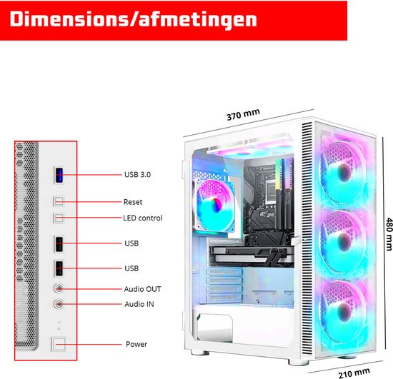 ScreenON GamePC - Complete Gaming Set - RTX 3050 - Ryzen 5 - 16GB RAM - 500GB SSD - Incl. 24" Monitor & Accessoires