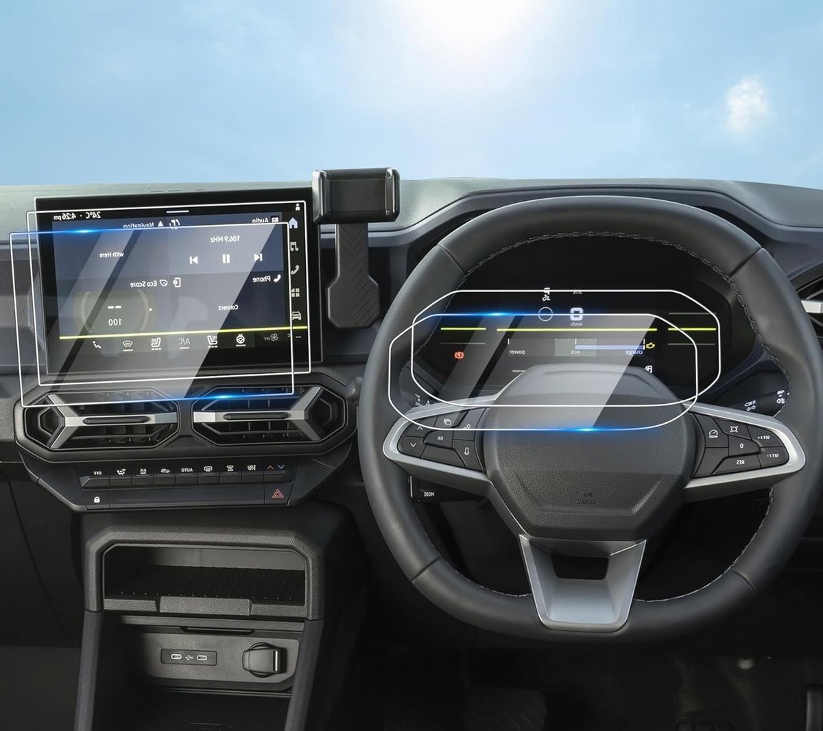 Screen Protector voor Dacia Duster 2024-2026 - PET 6H HD, Krasbestendig, Navi & Instrumentenpaneel Bescherming