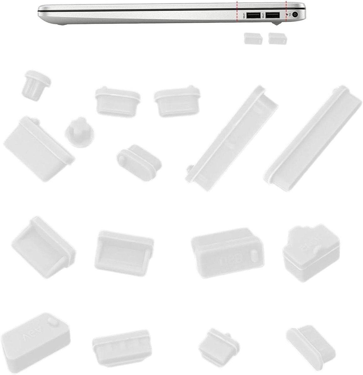 Anti-stofplug set - Poort beschermers - Computer schoonhouden - 16 stuks - Universeel - Zwart