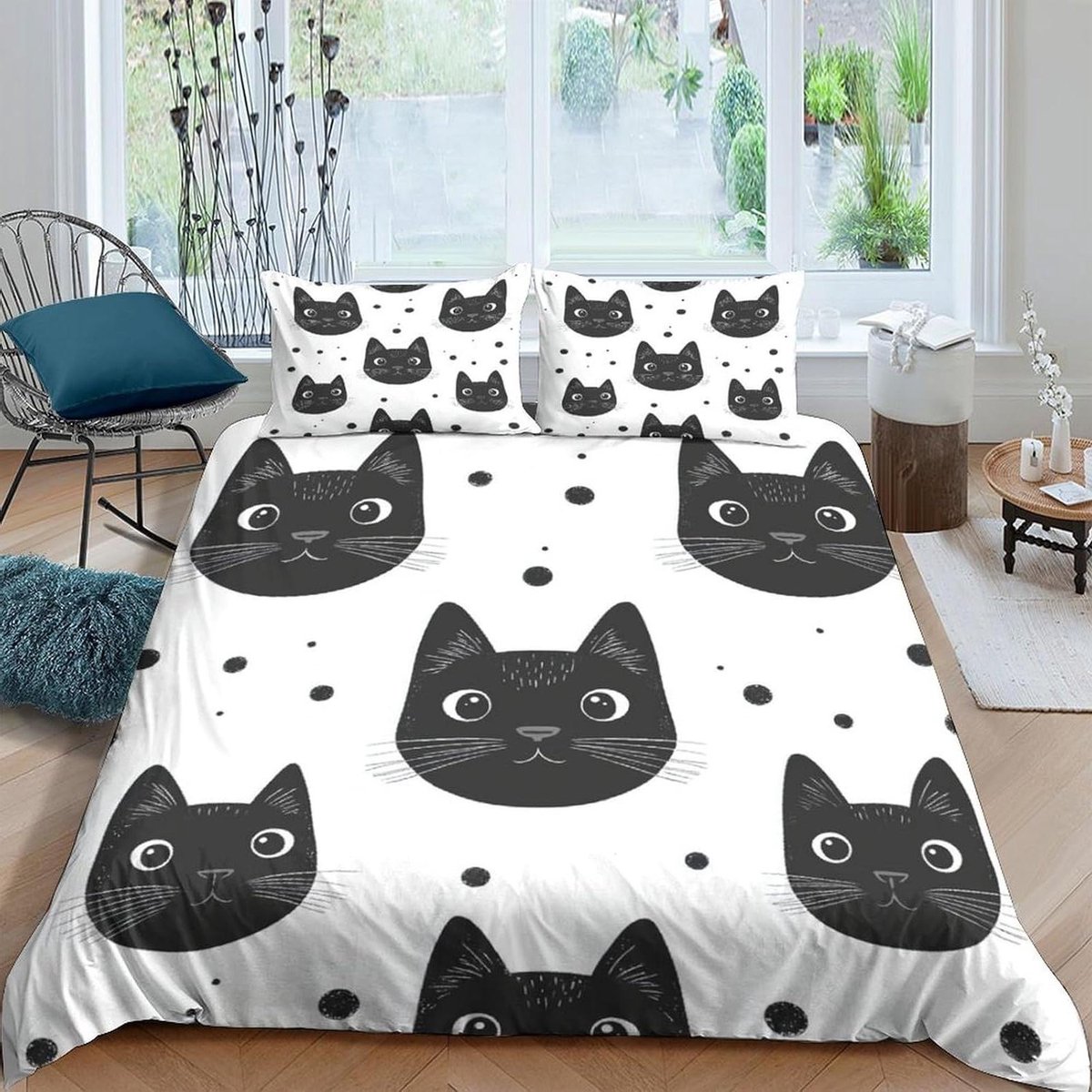 Dekbedovertrek Set - Beddengoed Set - Slaapkamer Decoratie - 3D Kattenprint - King 220x240