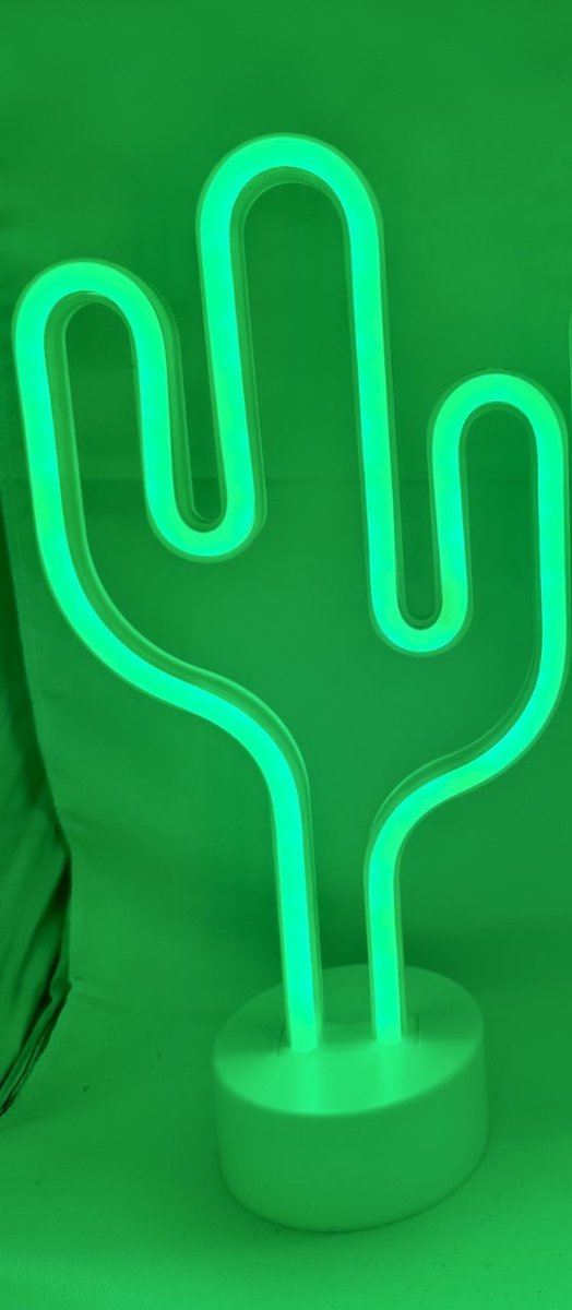 LED Cactus met neonlicht - groen neon licht - hoogte 29.5 x 14.5 x 8.5 cm - IMPULS - Tafellamp - Nachtlamp - Decoratieve verlichting - Woonaccessoires