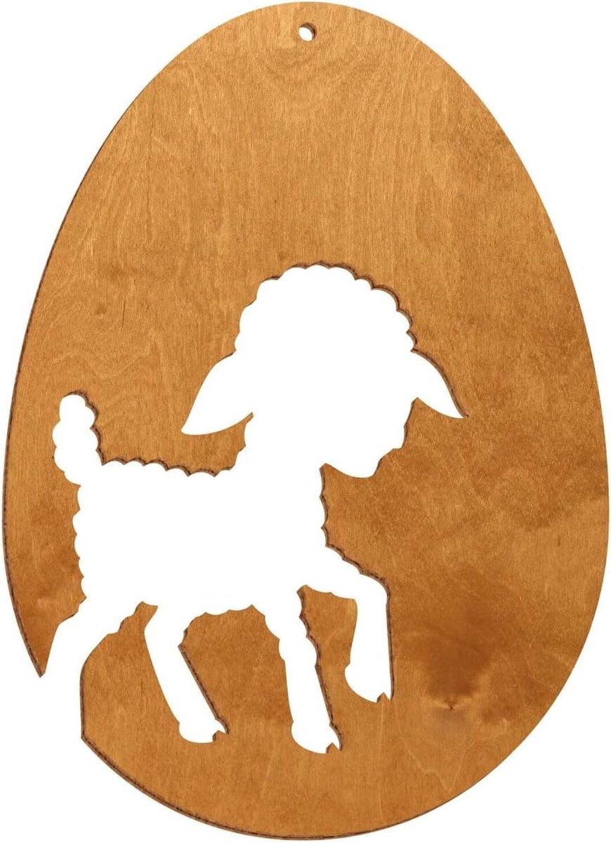 Houten Paasei - Decoratie Ei Knutsel Ei - Pasen Versieren - Gelaserd Motief - 7 cm hoog - Perenboom