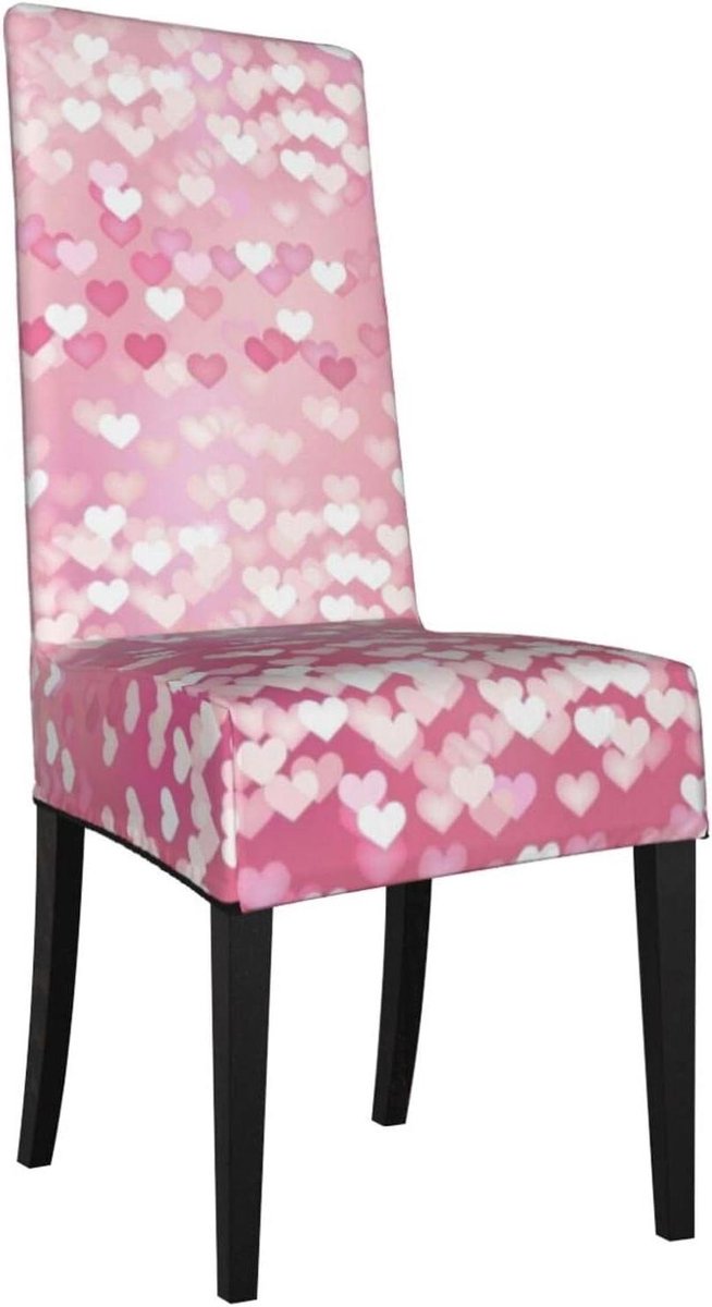 Stoelhoezen Hartpatroon - Eetkamerstoelhoezen Stretch - Meubels Vernieuwen - Kreukvrij Spandex - Rugleuning 46-56 cm - Zwart