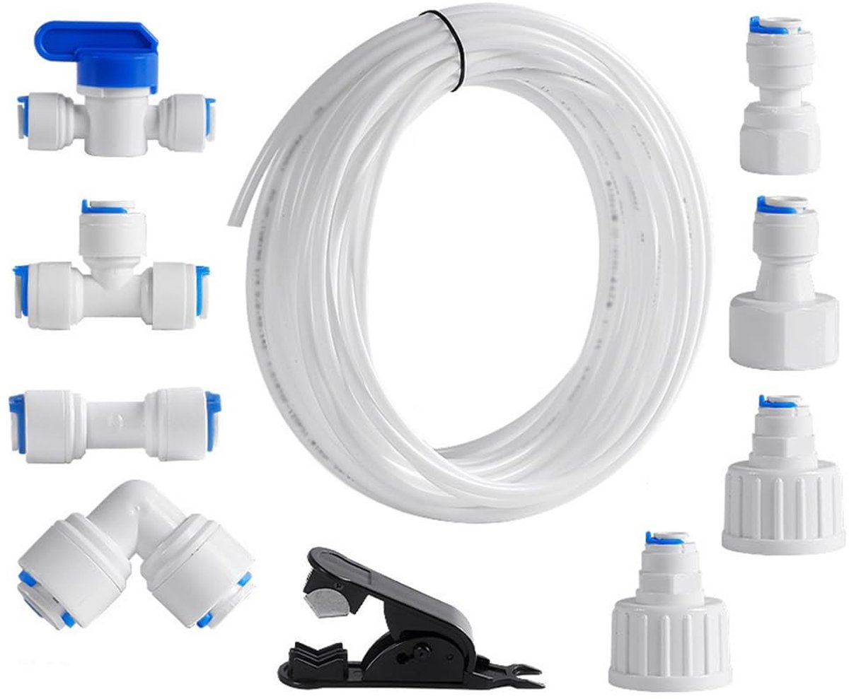aladdien - Waterzuiveraars - Snelkoppelingsset - Universeel - 1/4 inch - Kogelkraan - Geschikt voor Koelkast en Koffiemachines - Set C