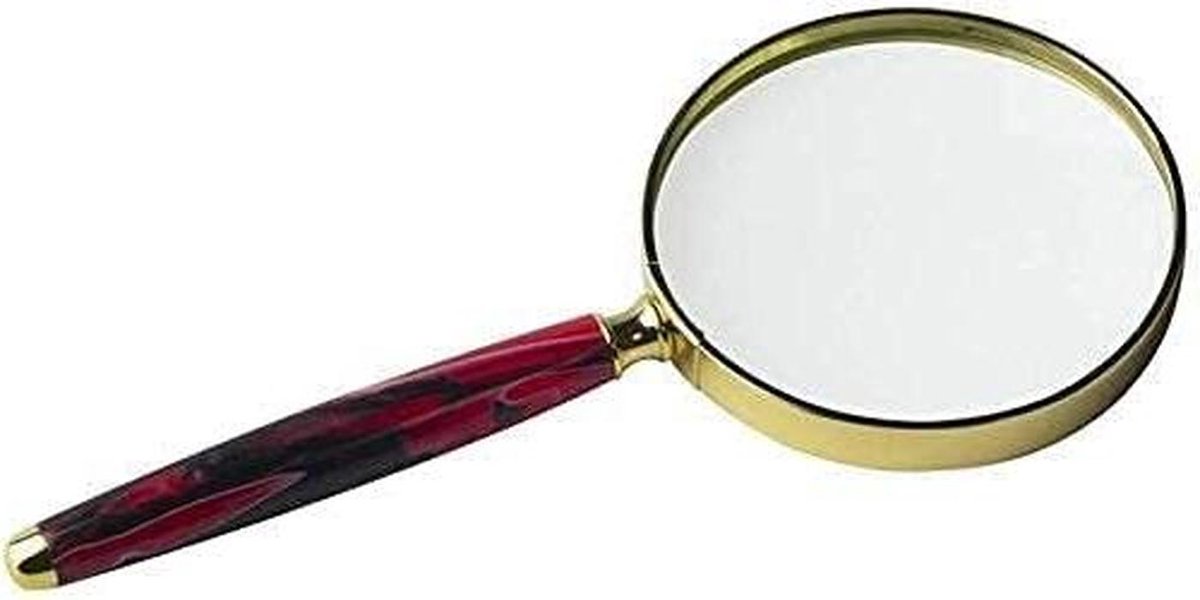Vergrootglas Handheld - Leesloep Vergrootglas - Ouderen Lezen - Optische Glazen Lens - 19 x 8.2 cm - Rood