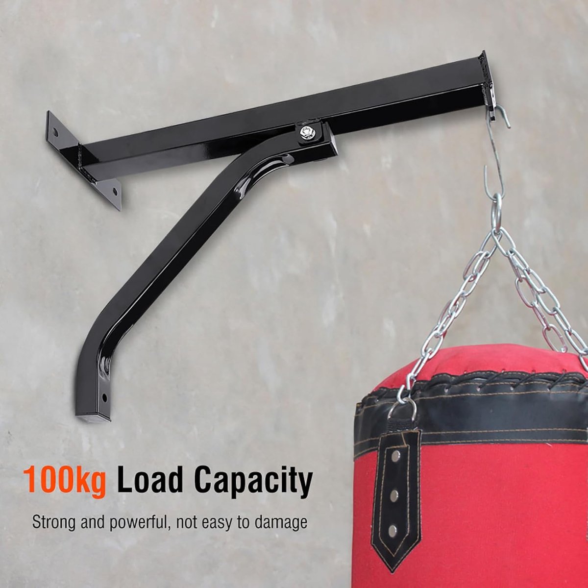 Bokszak Wandbeugel - Hangende Standaard - Thuis Trainen - Stevige Stalen Constructie - 100 kg Draaglast - Zwart