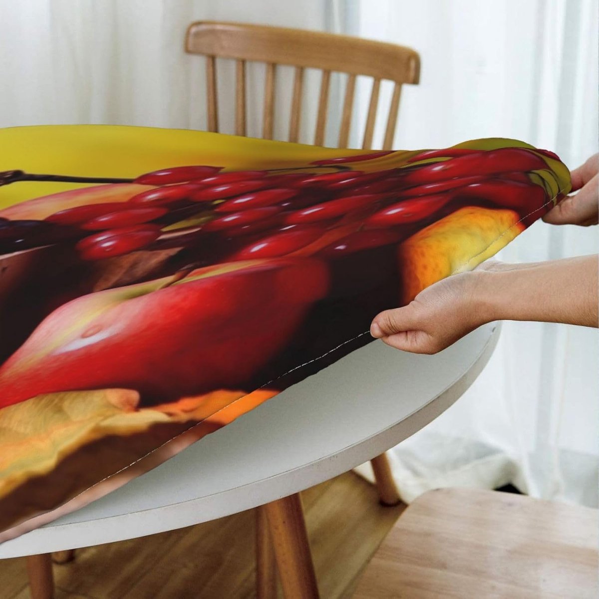 Rond Tafelkleed - Decoratief Kleed - Eettafel Beschermen - Waterdicht Elastisch - 138 cm - Zwart