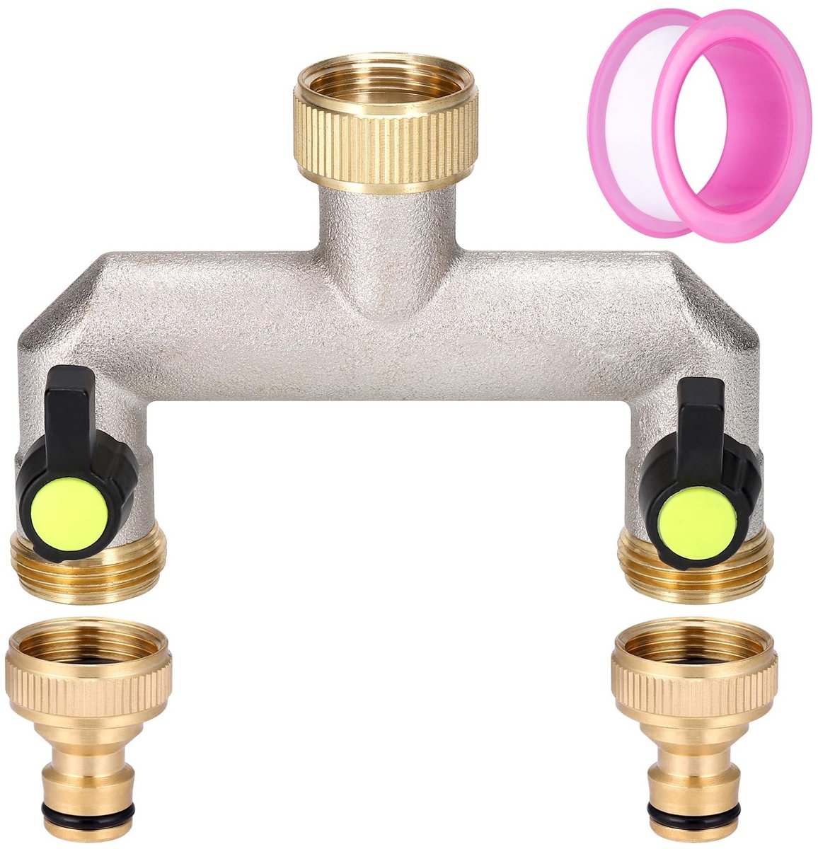 aladdien - 2-weg kraanwaterverdeler - tuinaccessoire - messing - waterverdeling - geschikt voor 2 apparaten - ideaal voor tuinslangen