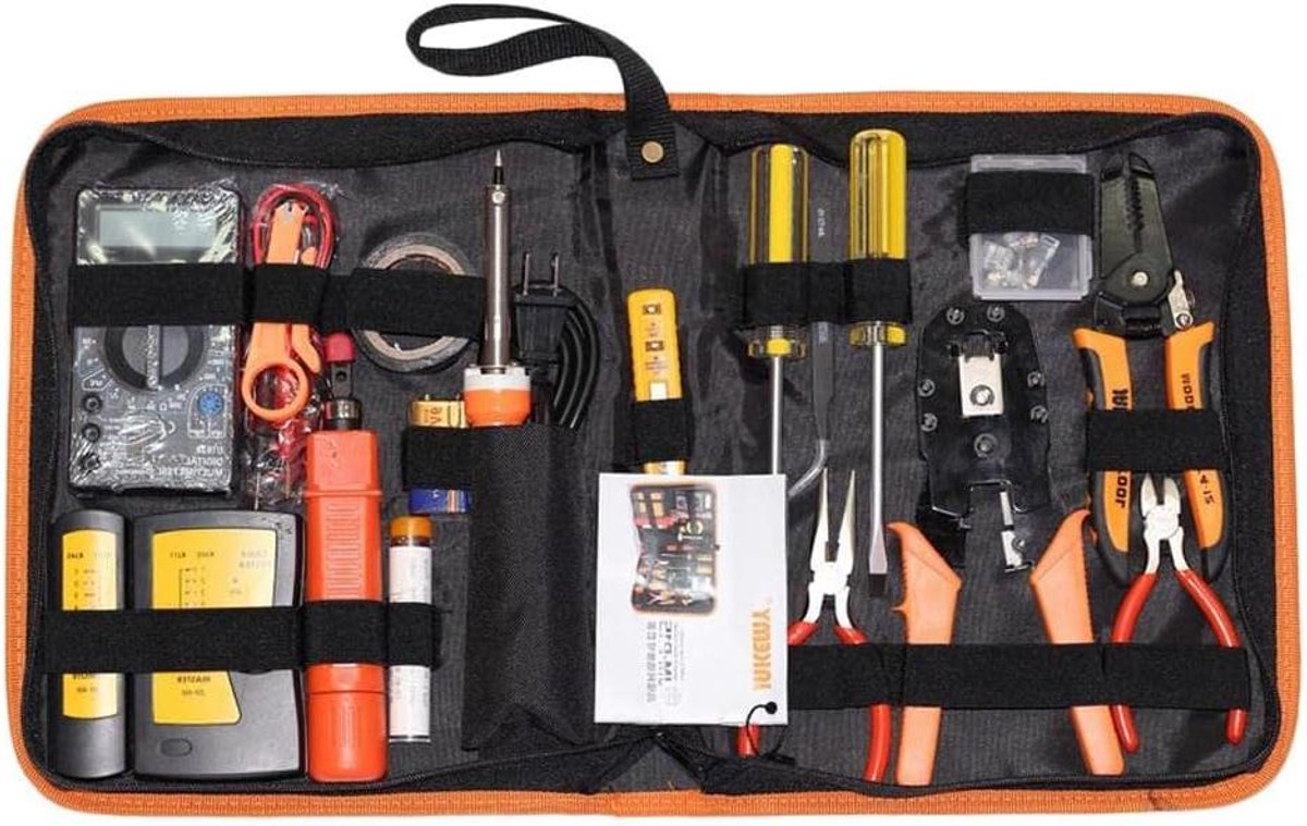 Netwerk Gereedschap Set - Computer Reparatie Kit - Netwerk Installatie - 17 Delig - 395x235x55mm - Zwart