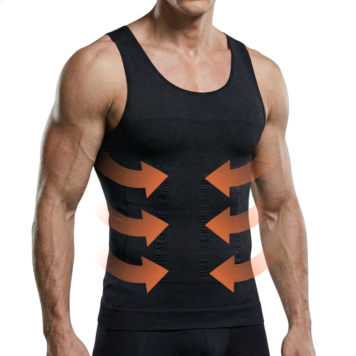 RENALUX Corrigerend Hemd Mannen - Body Shaper Heren Buik - Figuurcorrigerend Shirt - Mouwloos - Zwart - Maat XL