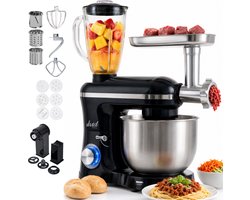 Vivid Green 2000W Keukenrobot - 6.2L - Alles-in-een Keukenmixer - Mixer met Mengkom - Keukenmachine - Gehaktmolen en Blender- Pastamachine – Zwart