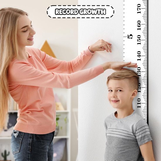 NTHProducts - Kind Hoogtemeter - Canvas Muurdecoratie - Groeimeting voor Kinderen - Zwart-Wit - Kinderkamer Decoratie - Meetlat voor Groeischema — afbeelding 4