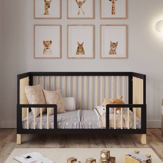 Love For Sleep Alexander Meegroeibed 4-in-1 - Ledikant 70x140 cm - Antraciet & Grenen - Babybed ombouwbaar tot Peuterbed - Exclusief Matras
