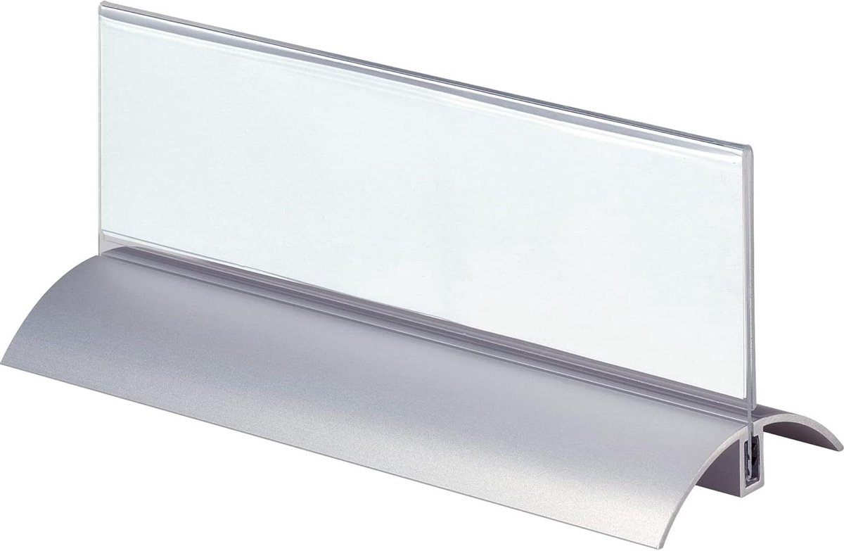 Naamplaatje met voet - Acryl bordje - Kantoor organiseren - Recht design - 210 x 61 mm - Glashelder