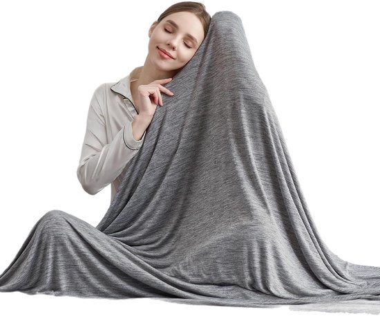 Koeldeken 150 x200 cm - Zelfkoelende deken - Cooling blanket - verkoelende deken - Wasbaar - lichte koeldeken voor mensen - grijs