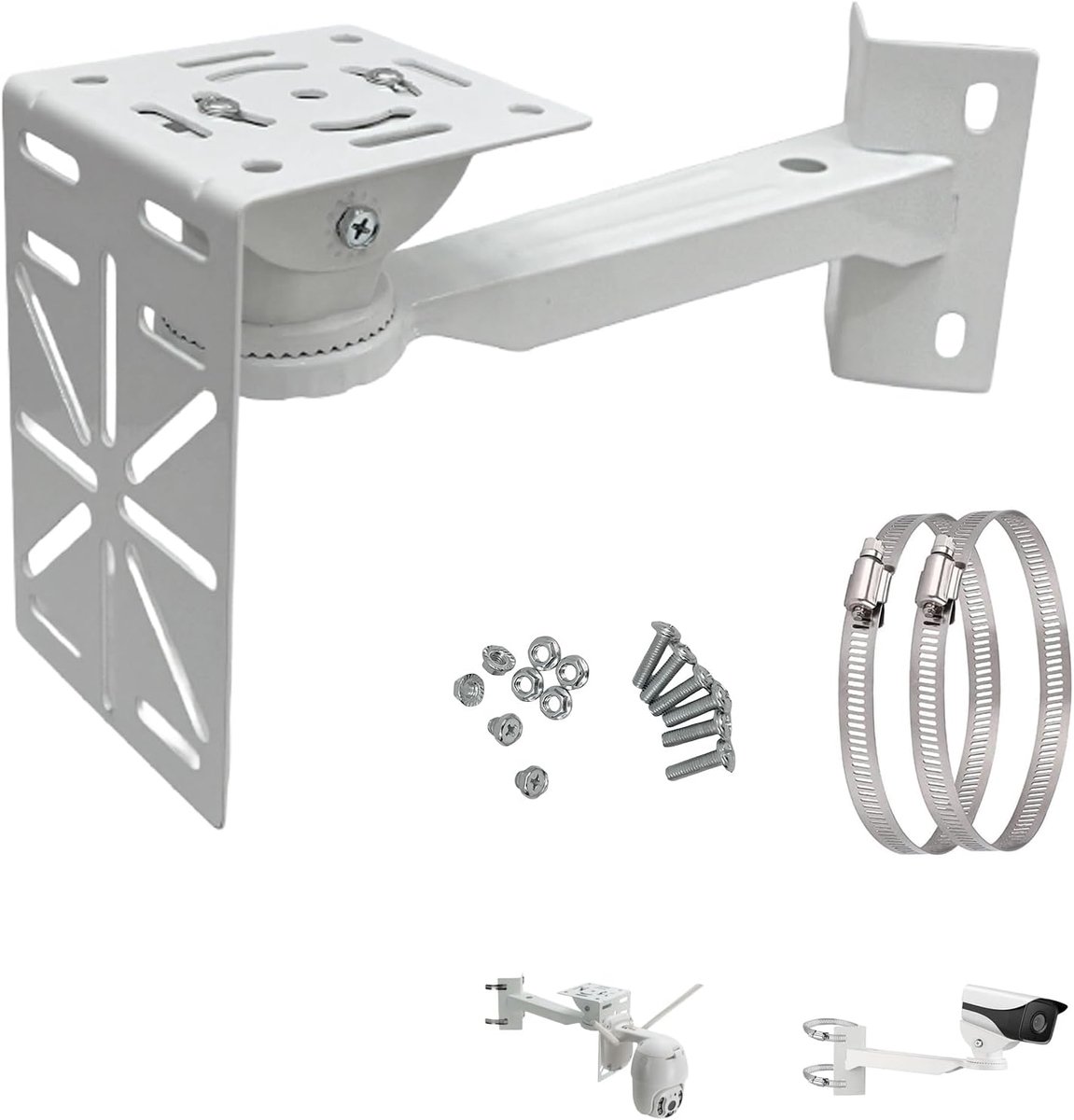 L-vormige dome camera beugel, muur- en plafondmontage voor beveiligingsdomecamera's, muurbevestiging en hoekmontage (verticale paalbeugel + 7,8 inch bevestigingsring).