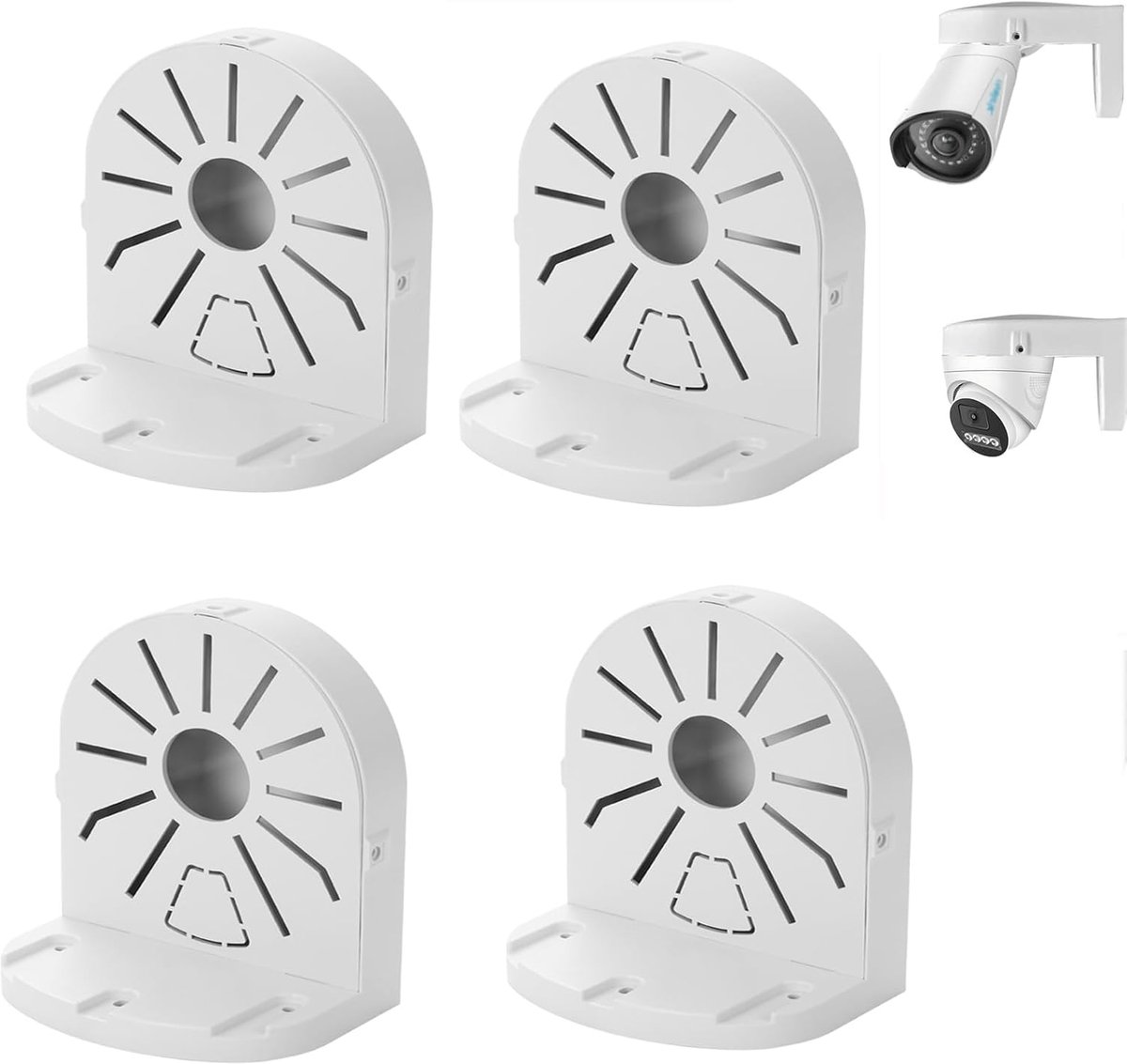 Binnen en buiten camera beugel van ABS kunststof, L-vormige muurbevestiging voor beveiligingsdome IP camera, aansluitdoos en kabelbeheer (4,5in-SL-4STUKS).