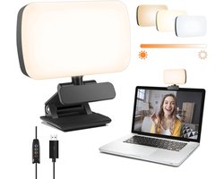 Videovergadering verlichting, webcam verlichting voor thuiswerken, Geschikt voor laptop en computer. Geschikt voor Zoom-gesprekken, livestreaming, zelfuitzending en Zoom-vergaderingen, videolamp met stevige klem.