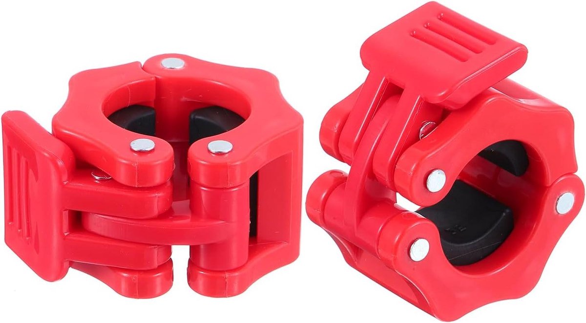 Halterstangclips - Vergrendelingsklemmen Stang - Gewichtheffen Training - Snelsluitmechanisme - 25 mm - Rood
