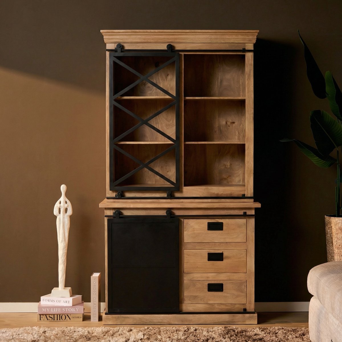 Starfurn Vitrinekast Fresno - Bruin - 45x120x220 cm