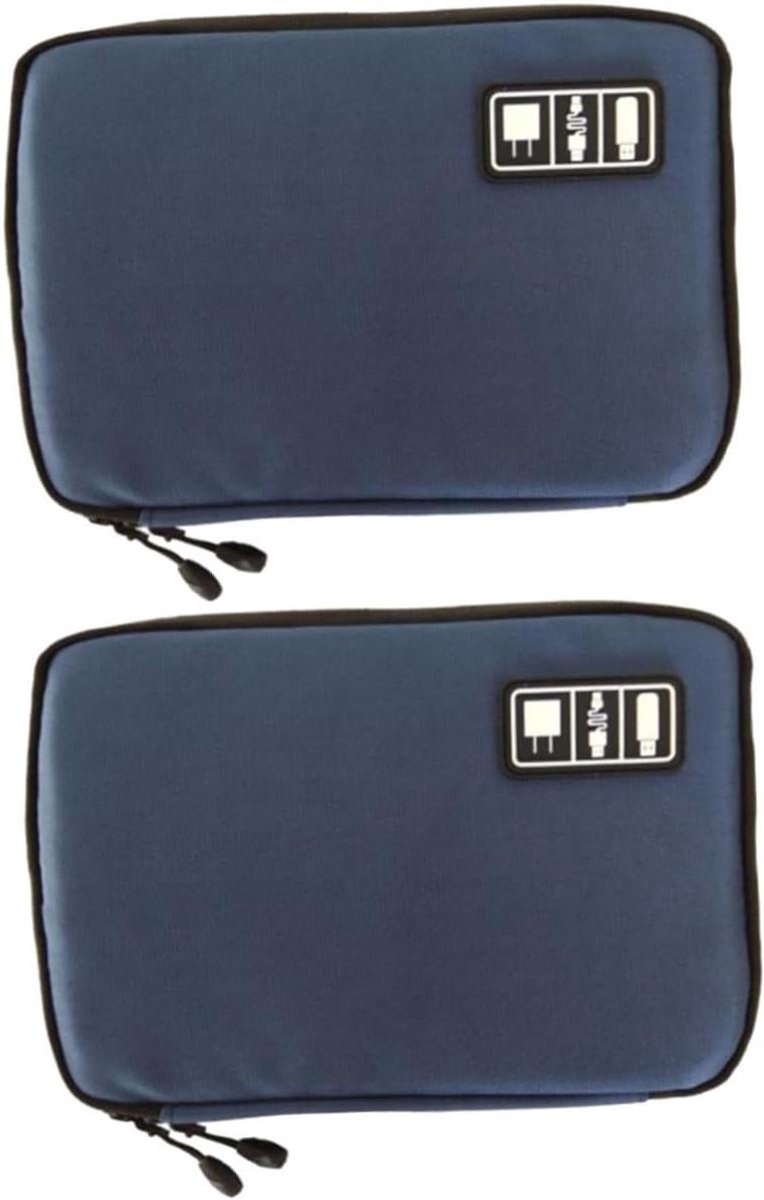 Opbergzak Kabel Organizer - Elektronica Tas - Reizen - Waterdicht Nylon - 24x17cm - Marineblauw