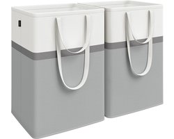 SONGMICS - Wasmand - Wassorteerder - Set van 2 - Opvouwbaar - Handgrepen - Badkamer - 110L