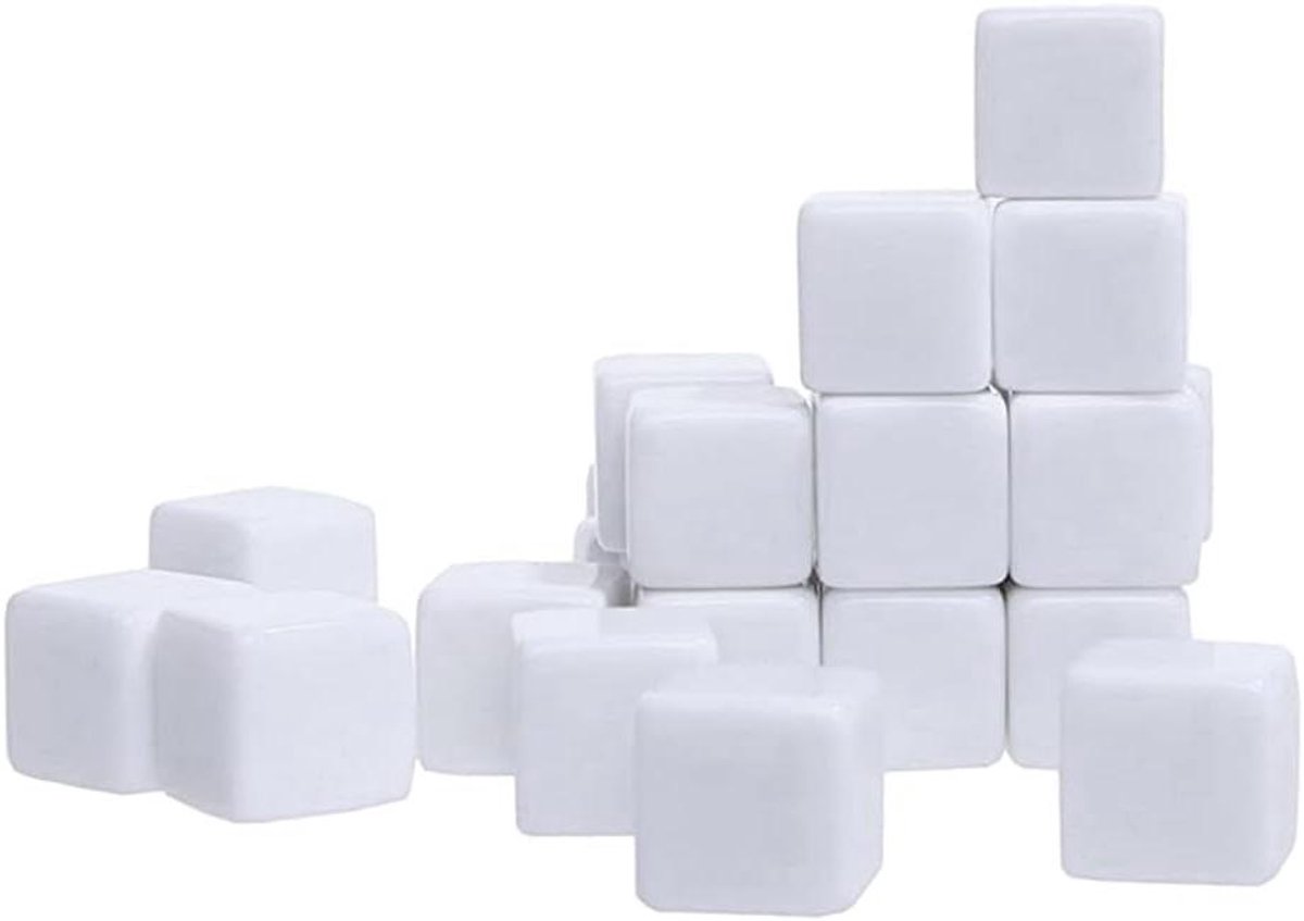 Acryl Dobbelstenen - Blanco Blokjes - Spelletjes Maken - Gladgeschuurd Oppervlak - 16 mm - Wit