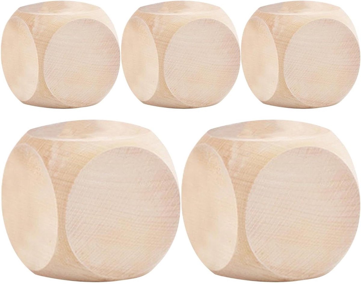Houten Dobbelstenen - Blokjes Kubussen - Houtbewerking Knutselen - Fijn Afgewerkt Glad - 5 x 1 x 1 cm