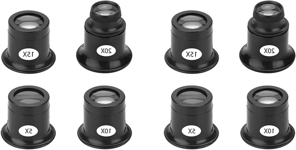 Vergrootglazen Set - Loepen Set - Horloge Reparatie - Vervorming Vrije Vergroting - 4 Verschillende Vergrotingen - Zwart