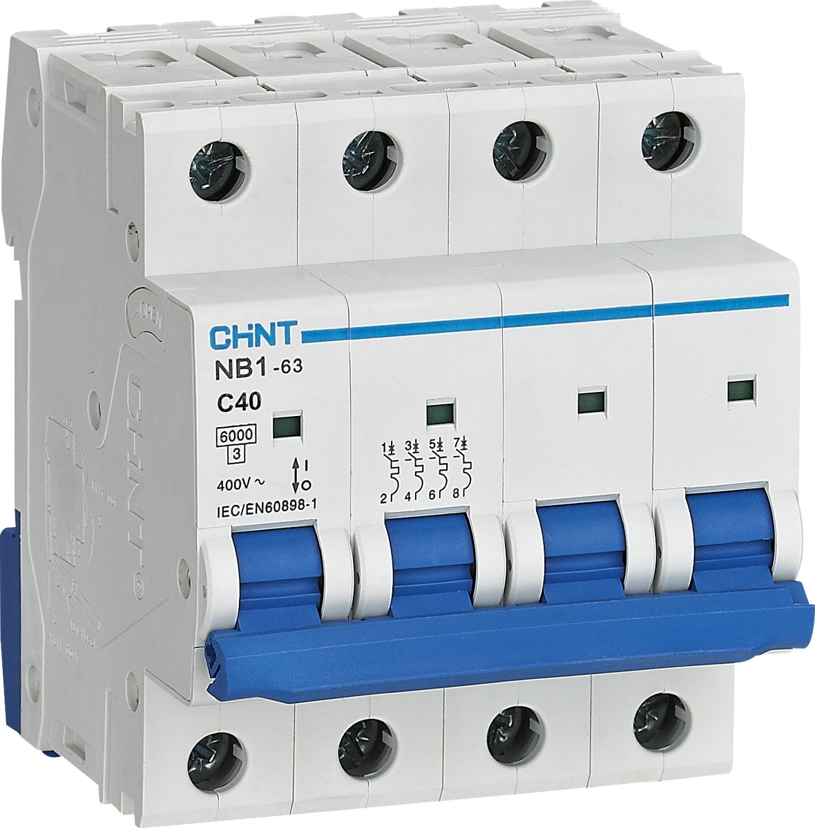 Chint 179749 NB1-63 4P C40 6kA DB Zekeringautomaat 4-polig 40 A 240 V, 415 V