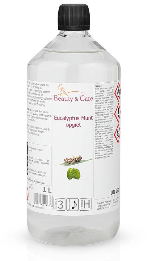 Beauty&Care® Sauna Opgietmiddel - Eucalyptus & Munt - Opgietconcentraat voor Emmer & Saunakachel - tot 100x Opgieten - Geuren met Etherische Olie - Verzorging & Assessoires - 1L