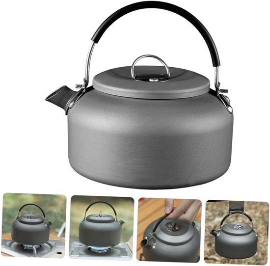 Camping Waterkoker - Theepot Kookketel - Buiten Koken - Hittebestendig Handvat - 1.4 Liter - Grijs — afbeelding 5