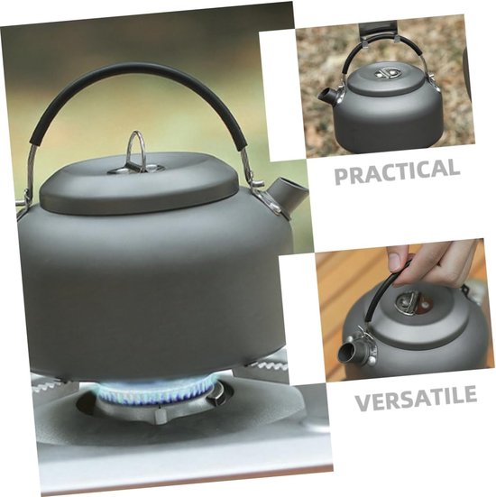 Camping Waterkoker - Theepot Kookketel - Buiten Koken - Hittebestendig Handvat - 1.4 Liter - Grijs — afbeelding 2