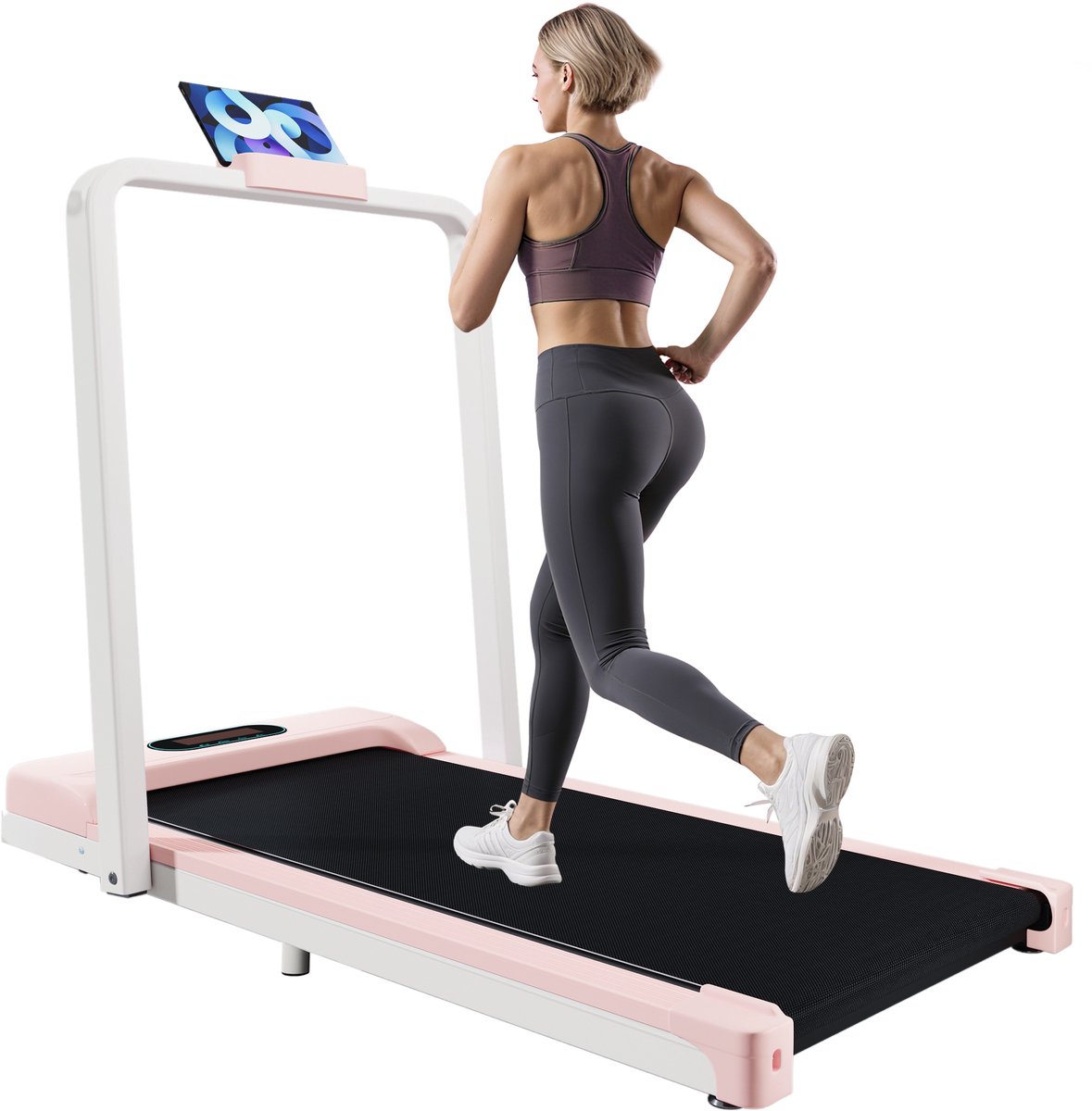 2-in-1 loopband voor thuisgebruik, loopband met afstandsbediening, snelheid van 1-6 km/u, led-display, Bluetooth-luidspreker en telefoonhouder, geschikt voor thuis en op kantoor, eenvoudig op te vouwen, geen montage nodig