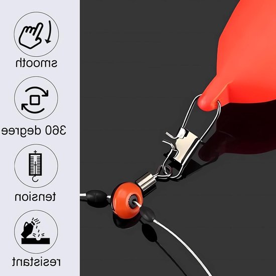 60 Stuks Vissersverbindingen, Hengelverbinding met Draai, Carabiner en Swivel Clips voor Optimaal Vissen, 3 Maten Beschikbaar — afbeelding 5